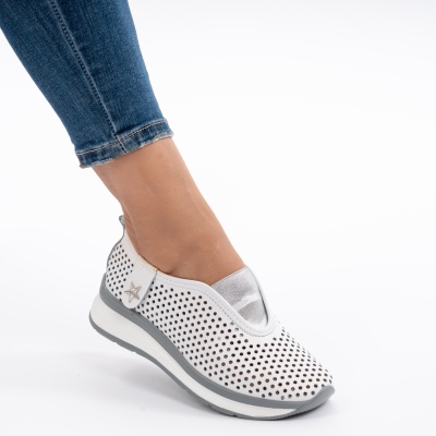 Pantofi Casual Piele Naturala Albi XH-2074