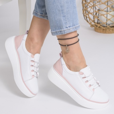 Pantofi Casual Piele Naturala AlbsiRoz  T-5941