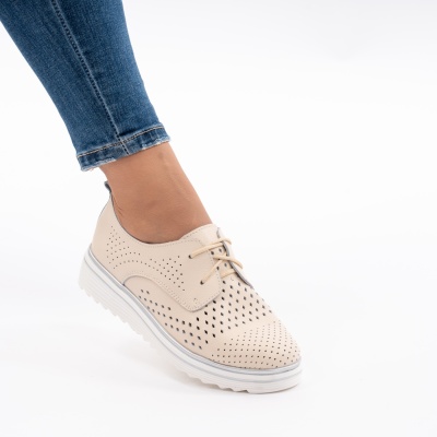 Pantofi Casual Piele Naturala Bej 1235