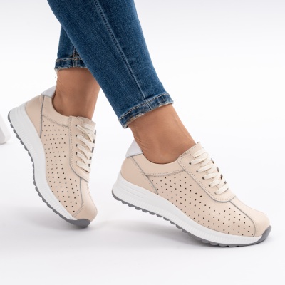 Pantofi Casual Piele Naturala Bej 523