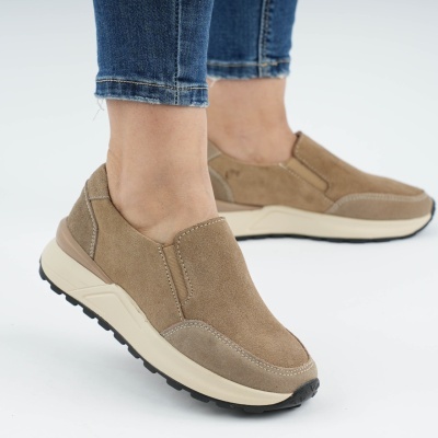 Pantofi Casual Piele Naturala Bej AN379