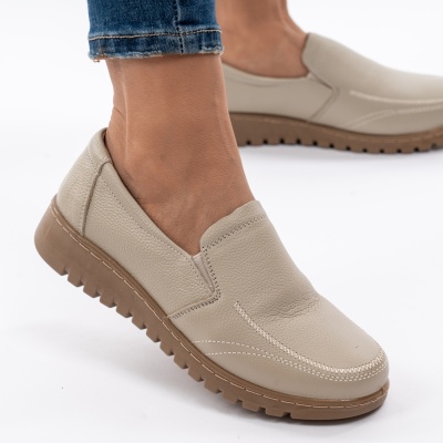 Pantofi Casual Piele Naturala Bej AN558