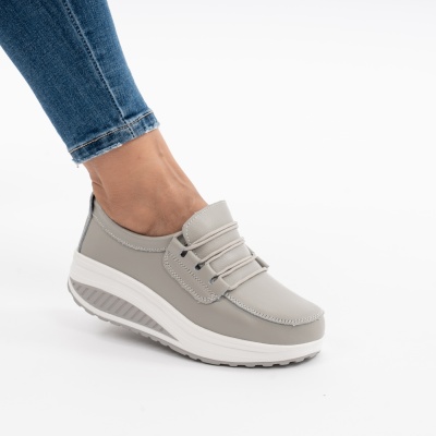 Pantofi Casual Piele Naturala Gri 2075