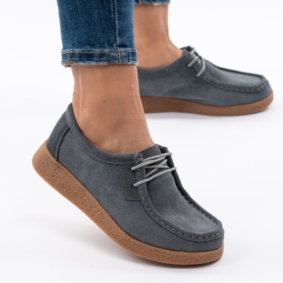Pantofi Casual Piele Naturala Gri 8517-1
