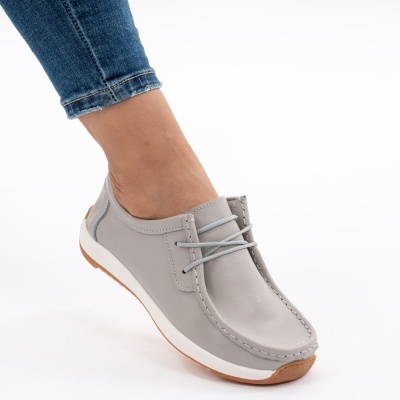 Pantofi Casual Piele Naturala Gri AN8517-5
