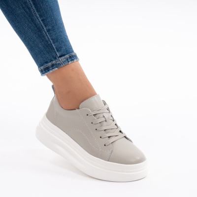 Pantofi Casual Piele Naturala Gri AW-2023-26