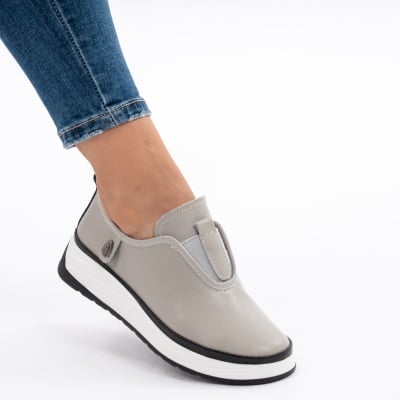 Pantofi Casual Piele Naturala Gri Jy5671