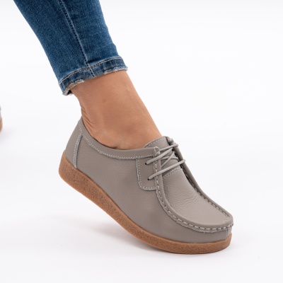 Pantofi Casual Piele Naturala Gri WK 212