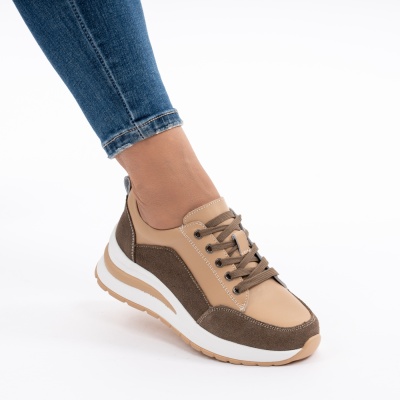 Pantofi Casual Piele Naturala Kahki A568