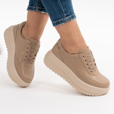 Pantofi Casual Piele Naturala Kahki T6052