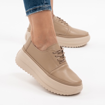 Pantofi Casual Piele Naturala Kahki T6055
