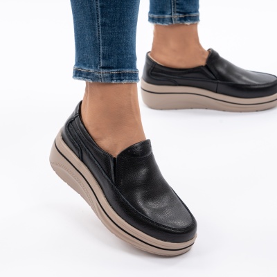 Pantofi Casual Piele Naturala Negri 1152