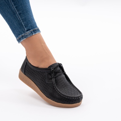 Pantofi Casual Piele Naturala Negri 55-255
