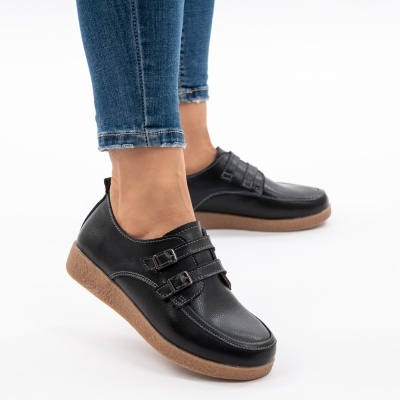 Pantofi Casual Piele Naturala Negri 8512
