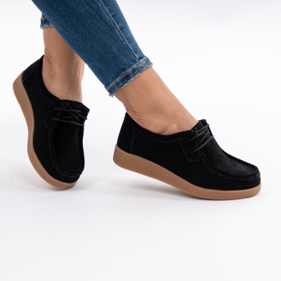 Pantofi Casual Piele Naturala Negri 8517-1