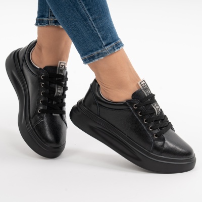 Pantofi Casual Piele Naturala Negri AW468