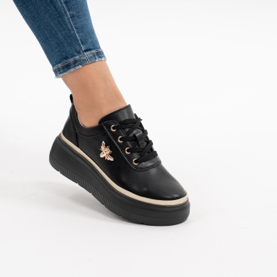 Pantofi Casual Piele Naturala Negri F002-353