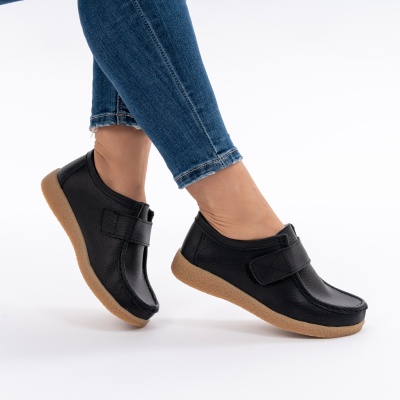 Pantofi Casual Piele Naturala Negri WK 213C