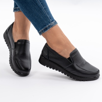 Pantofi Casual Piele Naturala Negru AN558
