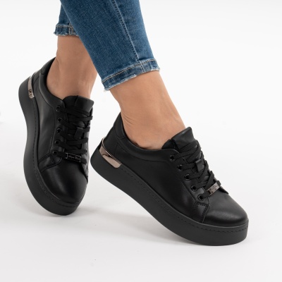 Pantofi Casual Piele Naturala Negru F005-029