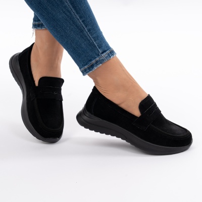 Pantofi Casual Piele Naturala Negru T-2810