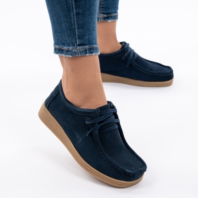 Pantofi Casual Piele Naturala NT1307 Albastri