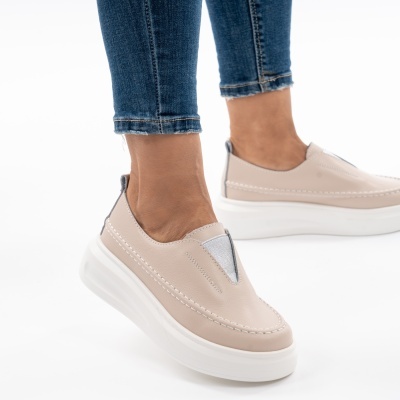 Pantofi Casual Piele Naturala Pink T6060