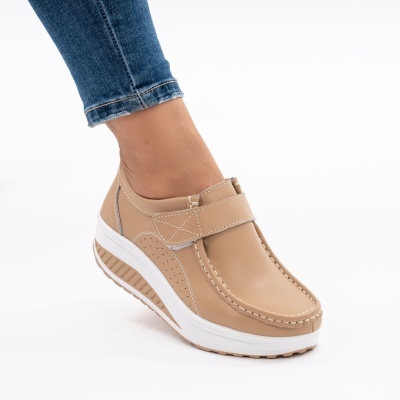 Pantofi Casual Piele Naturala PL58 BEJ