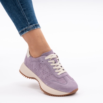 Pantofi Casual Piele Naturala Purple AN2598