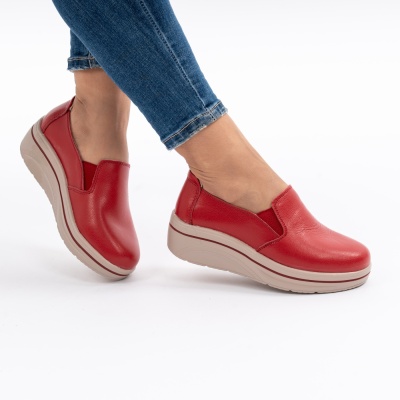 Pantofi Casual Piele Naturala Rosu 1160