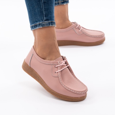Pantofi Casual Piele Naturala Roz WK 212C