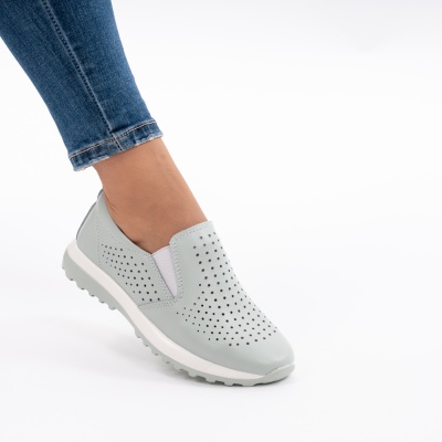Pantofi Casual Piele Naturala Verde 689