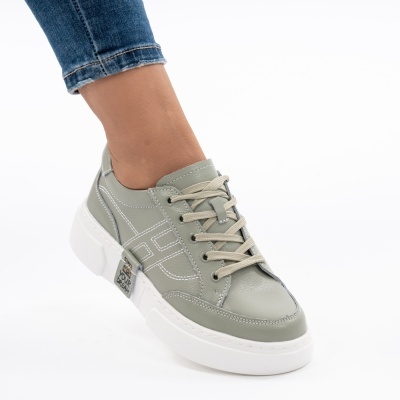 Pantofi Casual Piele Naturala Verde JY6821