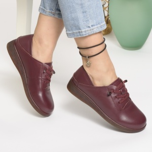 Pantofi Casual Piele Naturala Visiniu 1901