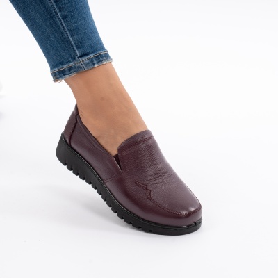 Pantofi Casual Piele Naturala Visiniu AN559