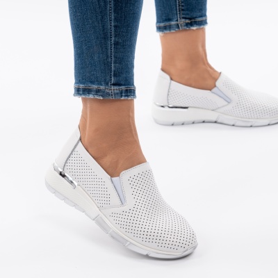 Pantofi Dama Piele Naturala Albi 6212