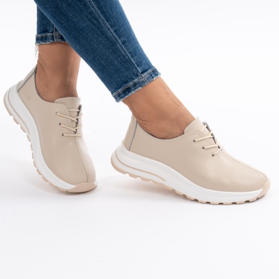 Pantofi Dama Piele Naturala Bej T-5931