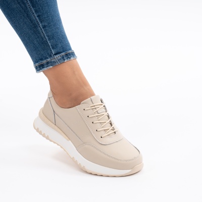 Pantofi Dama Piele Naturala Bej T5103