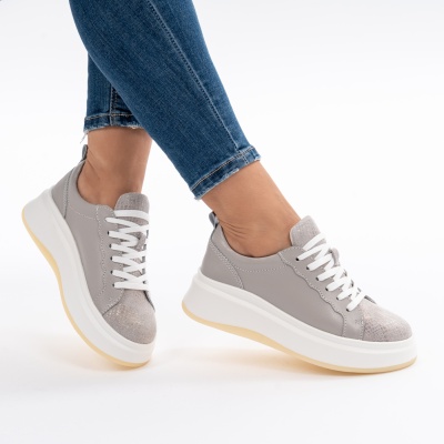 Pantofi Dama Piele Naturala GRI F002-275