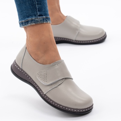 Pantofi Dama Piele Naturala Gri XH040