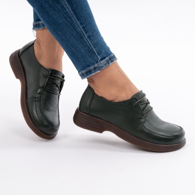 Pantofi Dama Piele Naturala Kaki 8055
