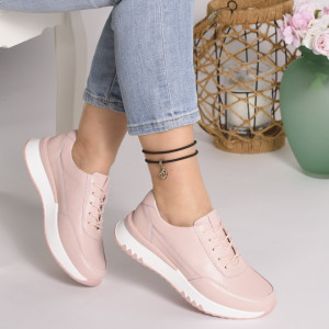 Pantofi Dama Piele Naturala Roz T5103