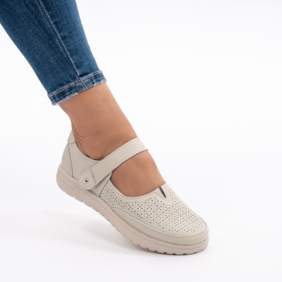 Pantofi Din Piele Naturala Bej 1260-9