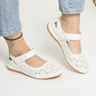 Pantofi Piele Naturala Alb AN2858
