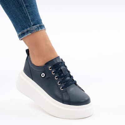 Pantofi Piele Naturala Bleumarin 881