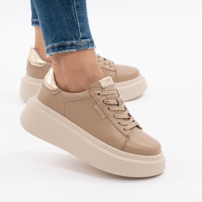 Pantofi Piele Naturala Kahki F002-389