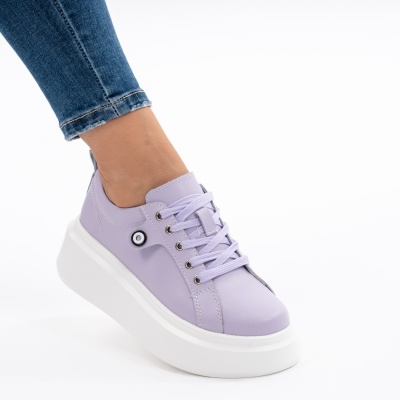 Pantofi Piele Naturala Mov 881