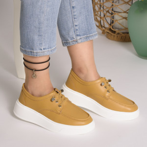 Pantofi Piele Naturala Mustar A23146