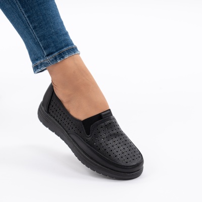 Pantofi Piele Naturala Negri Super Usor F2310