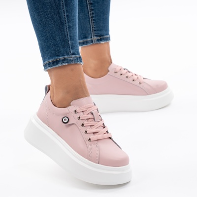 Pantofi Piele Naturala Roz 881